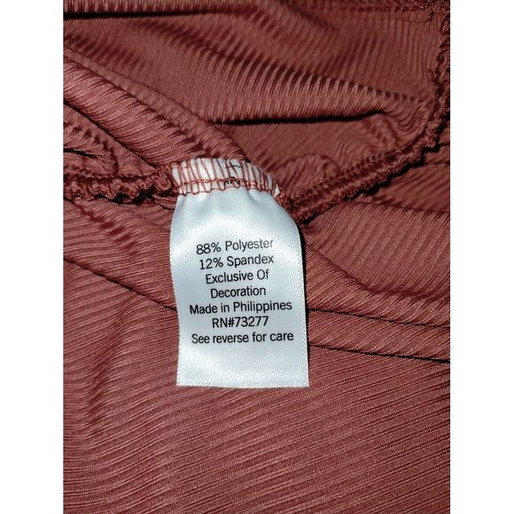 NWT Nine West Women's Mauve Rib Ruched Elbow Sleeve Top Size Small - Picture 7 of 8